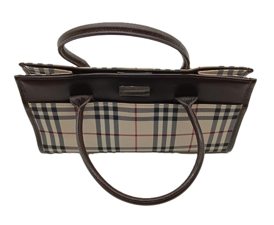 BURBERRY ノバチェック ハンドバッグ ダークブラウン×ベージュ系