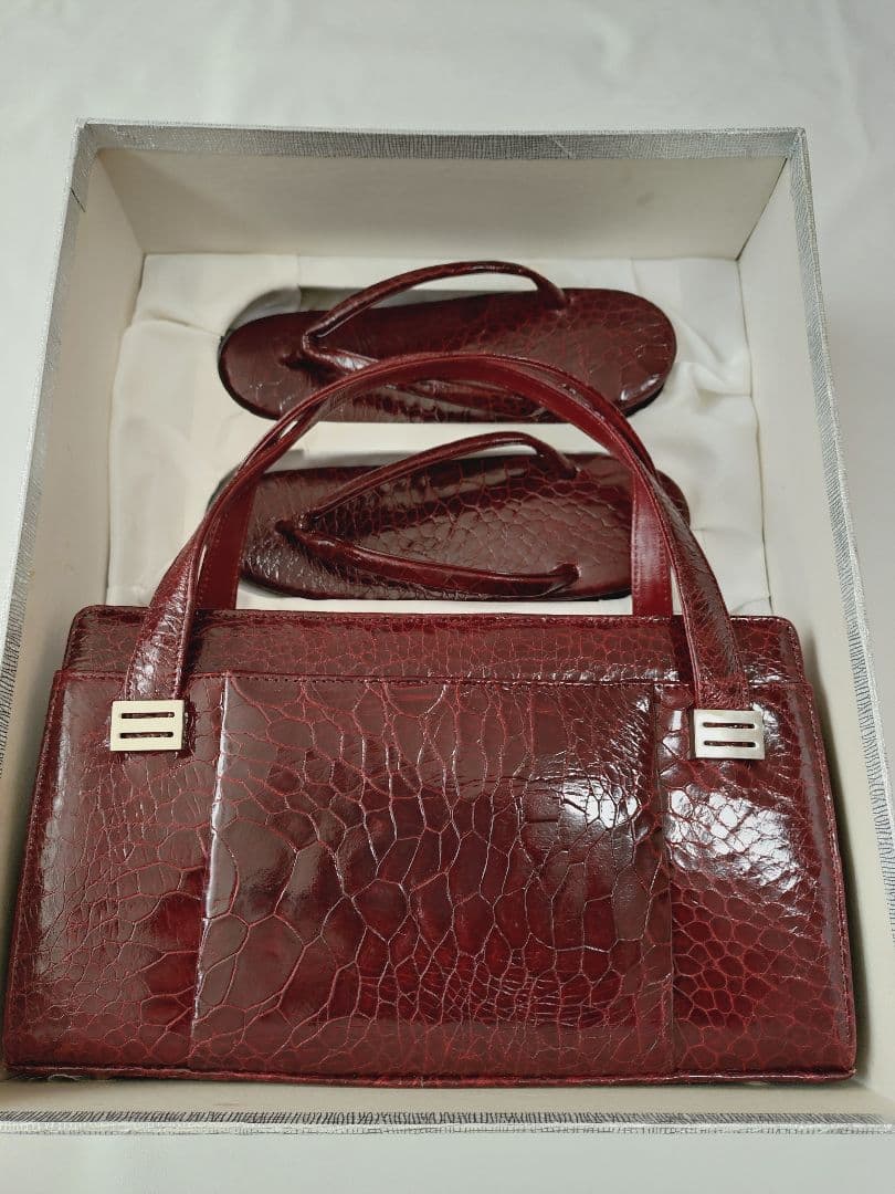 希少 タートルレザー ハンドバッグ 草履 亀革