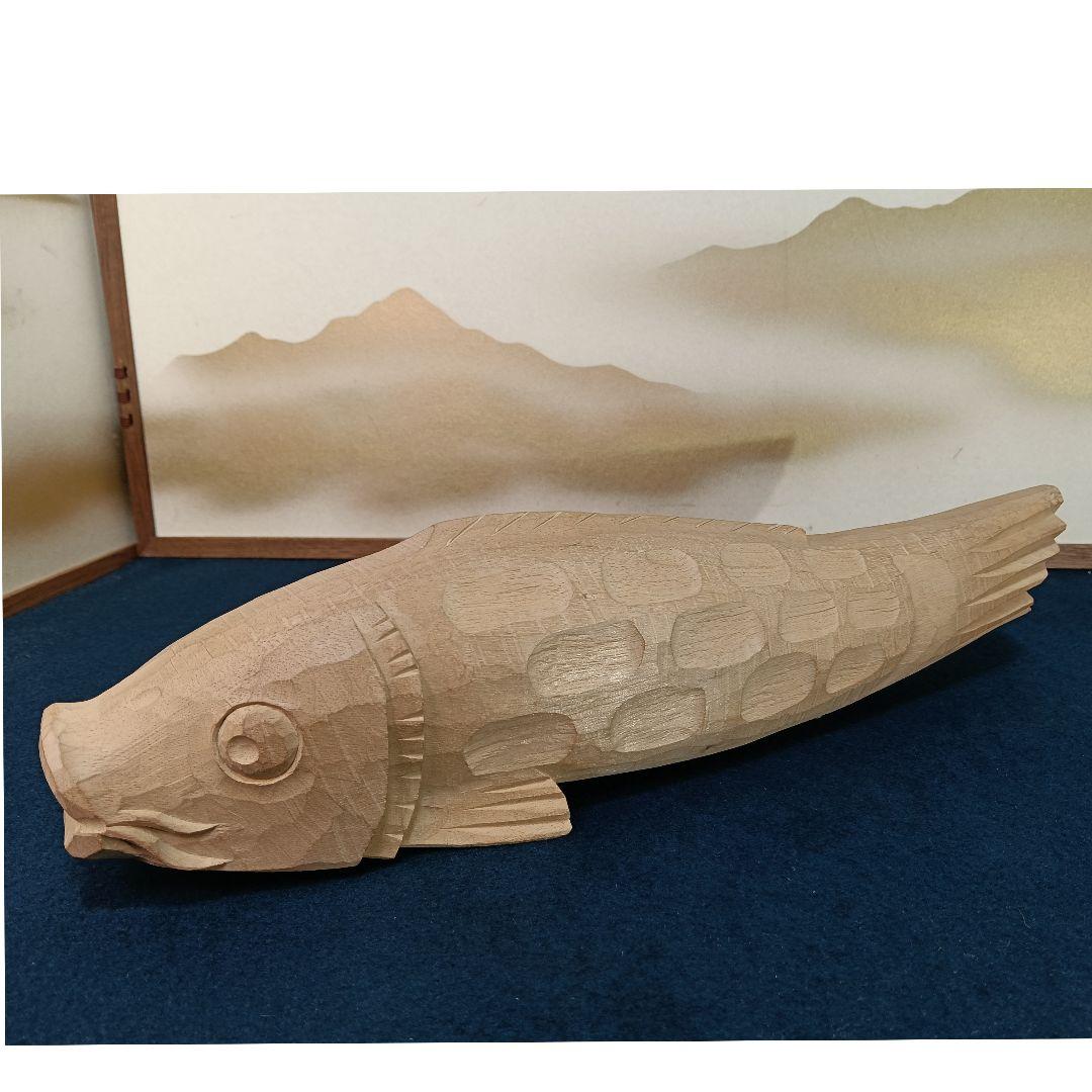 AO59 横山一夢作 井波彫刻 鯉 木彫彫刻 共箱 共布 略歴 栞 木芸