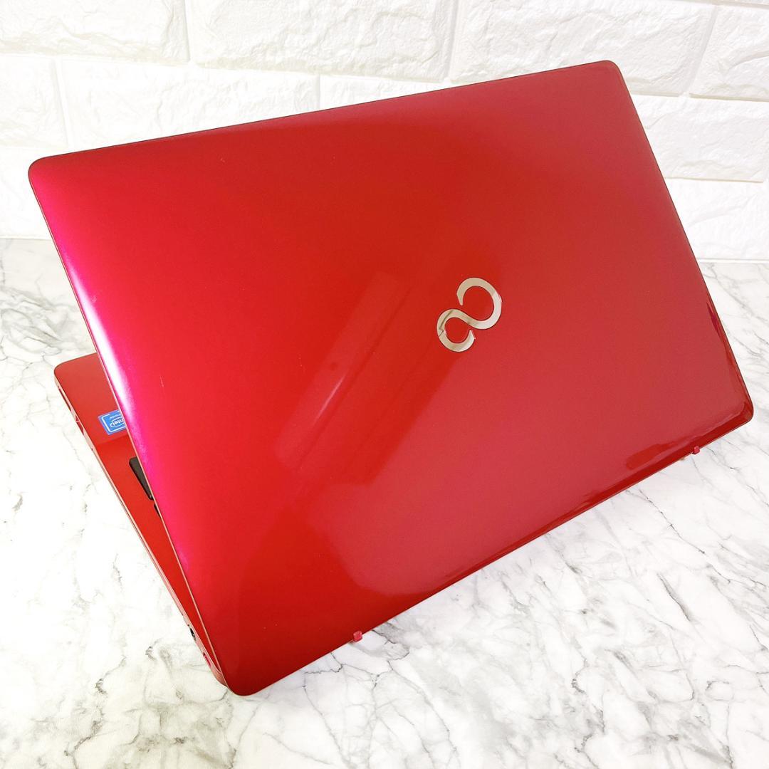 美品✨Windows11✨大容量1TB✨すぐ使えるカメラ付き薄型ノートパソコン赤