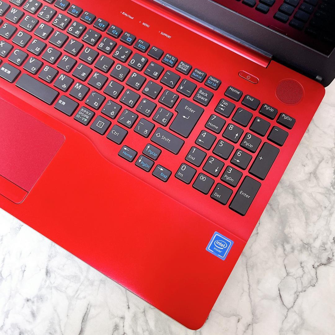 美品✨Windows11✨大容量1TB✨すぐ使えるカメラ付き薄型ノートパソコン赤