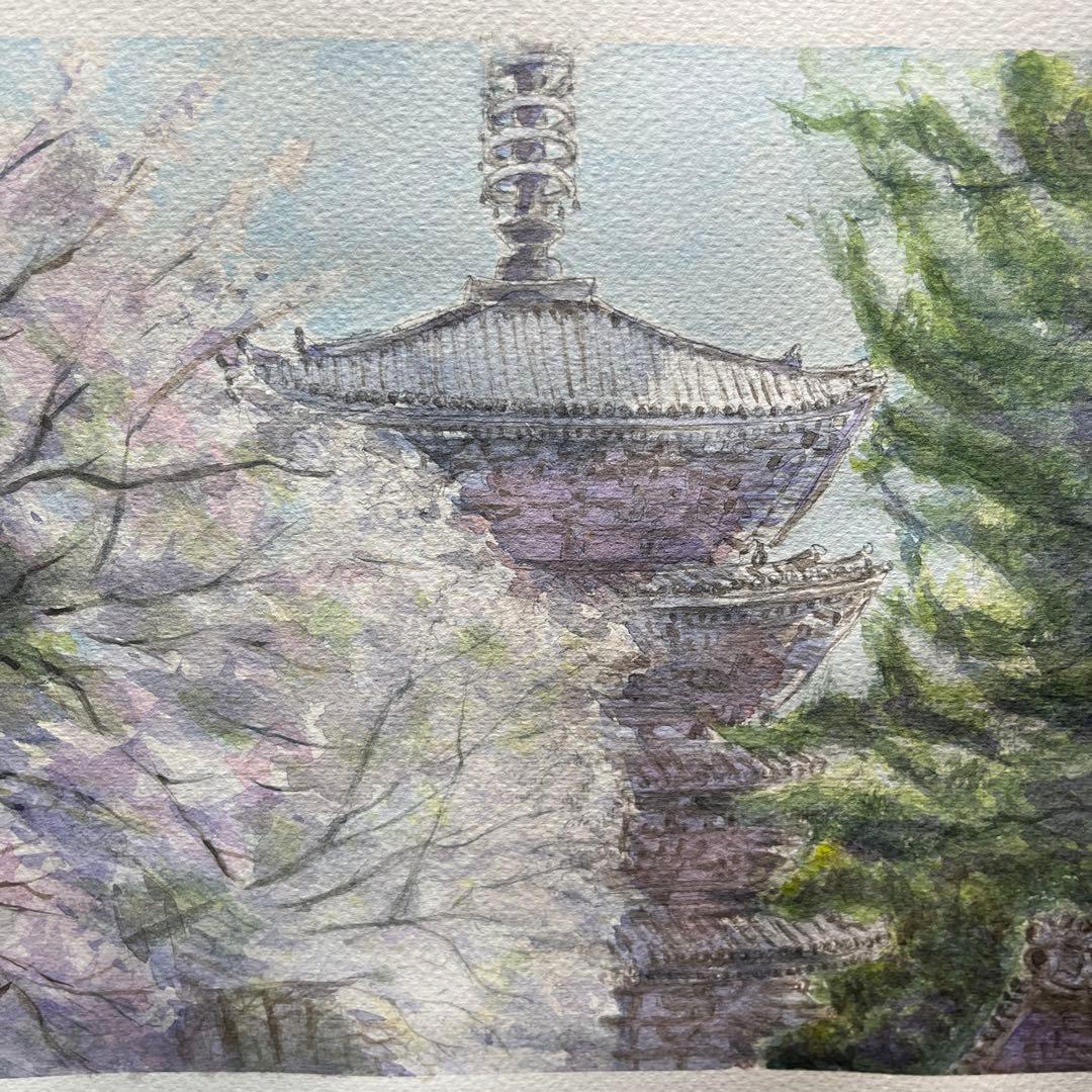 動画投稿中　F4 醍醐寺　手描き水彩画　直筆原画　京都世界遺産