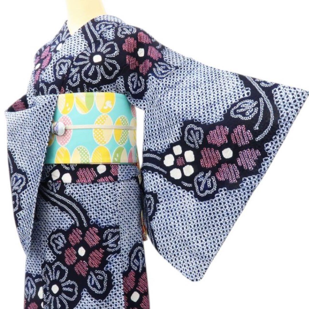 ライラック（プロフィール必読）✺美品 有松鳴海絞り 高級浴衣 A3291