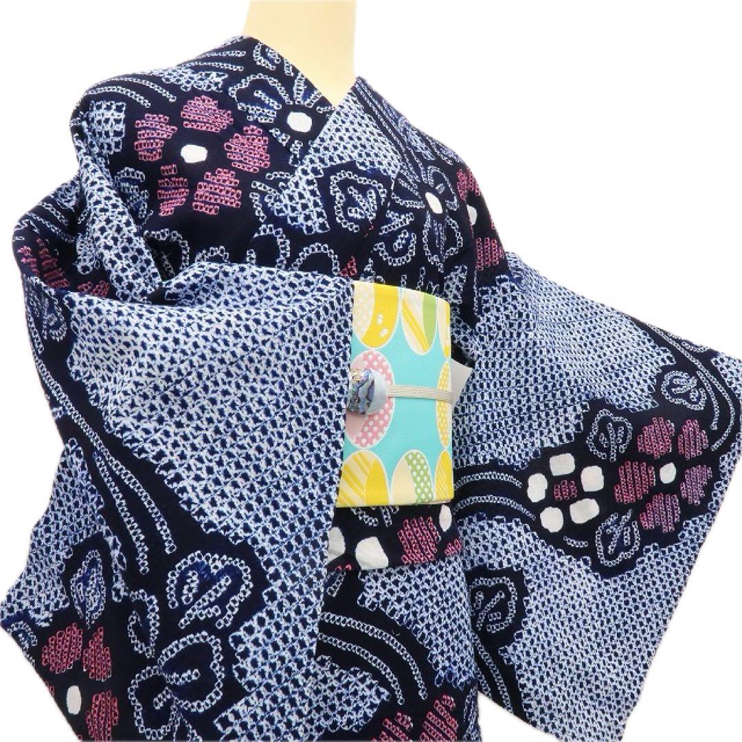 ライラック（プロフィール必読）✺美品 有松鳴海絞り 高級浴衣 A3291