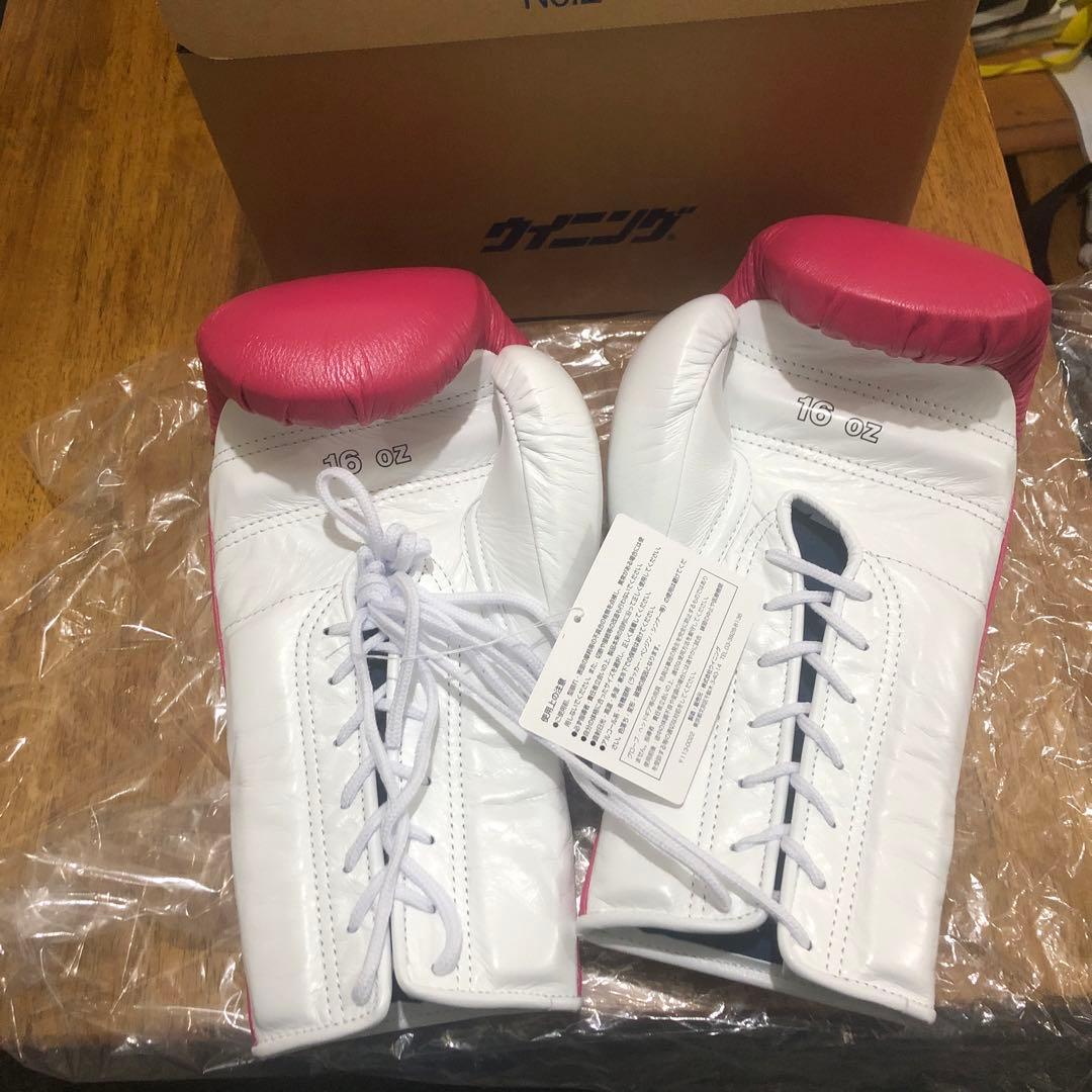 Winning ボクシンググローブ 16 oz ピンク/ホワイト