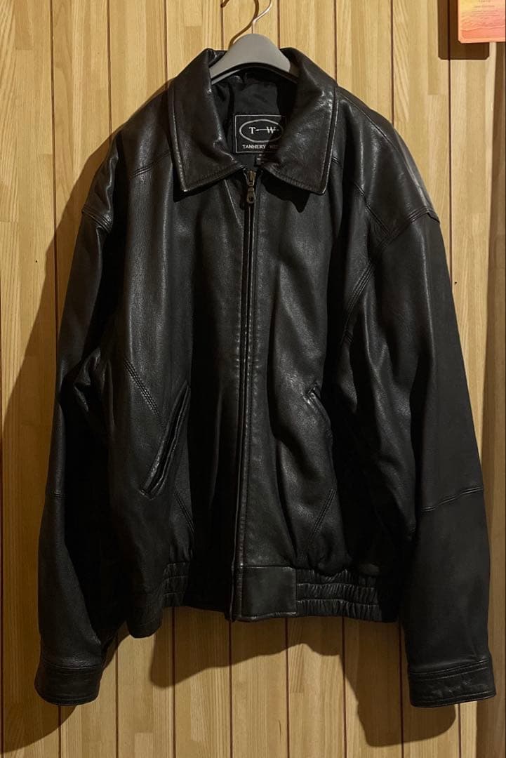 TANNERY WESTの最高峰羊レザーブルゾンジャケット黒　M