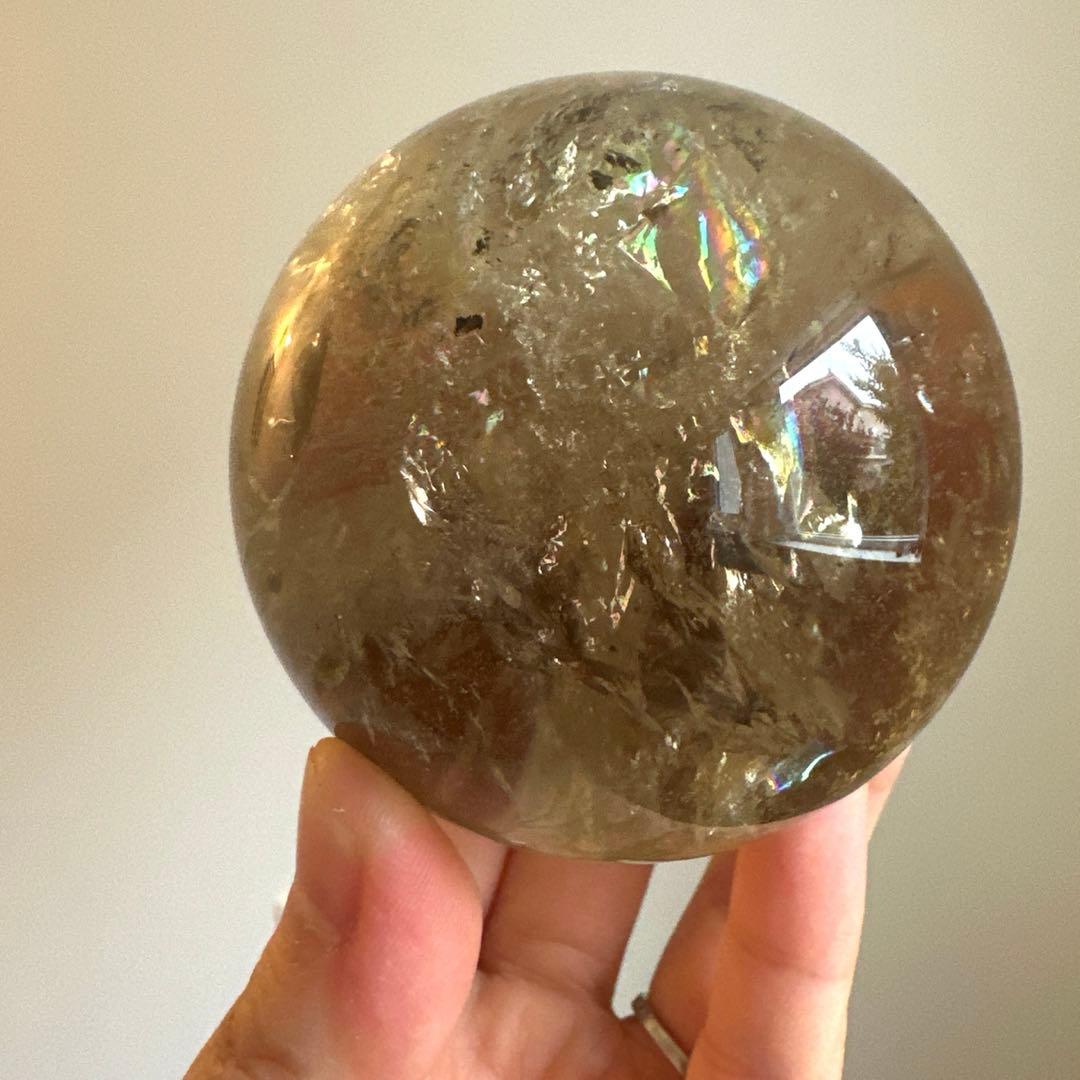 スモーキーシトリン　シトリン　スフィア　6.6㎝　虹　大玉　スモーキー