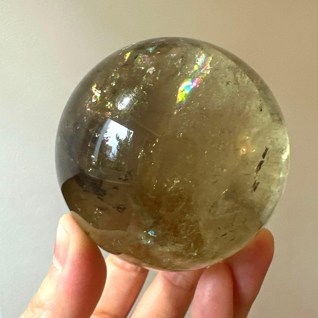 スモーキーシトリン　シトリン　スフィア　6.6㎝　虹　大玉　スモーキー