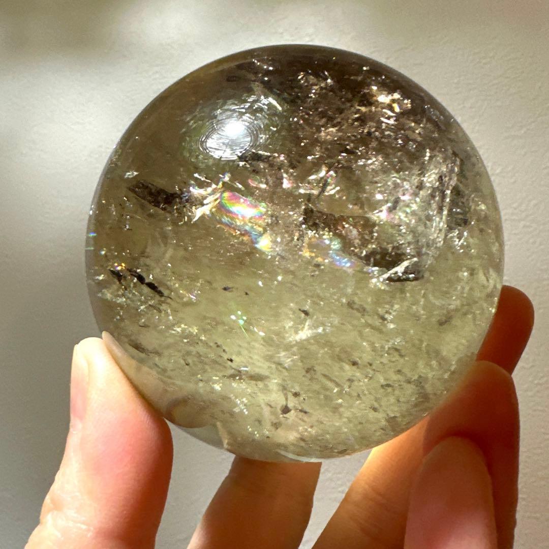 スモーキーシトリン　シトリン　スフィア　6.6㎝　虹　大玉　スモーキー