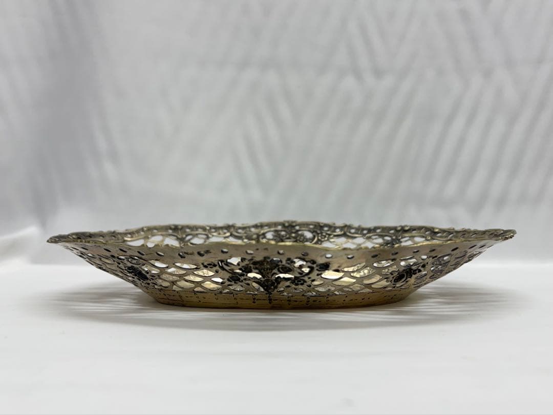 羊飼いと娘 シルバー ディッシュトレイ 銀製 800 刻印 楕円 透かし彫り