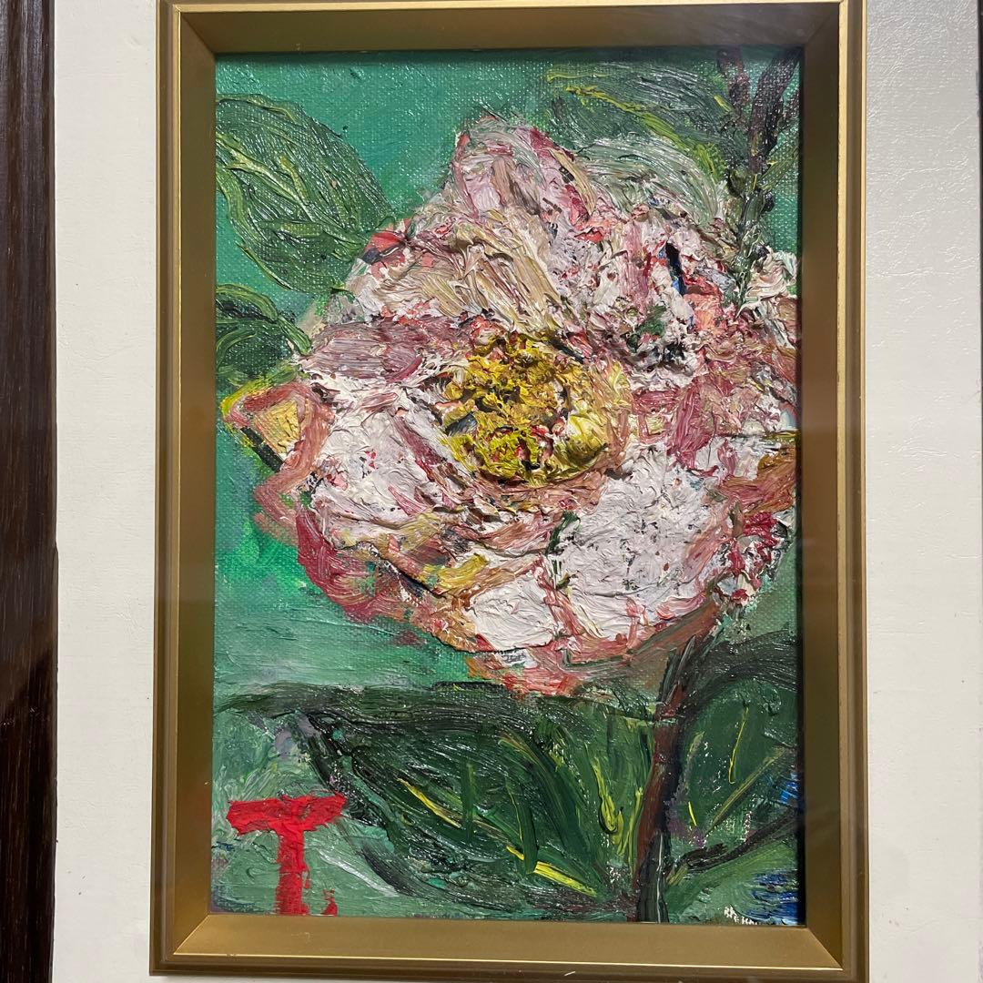 丸山妙子 油彩画　油絵　ＳＭサイズ　1986 ボタン　価格交渉可❗️