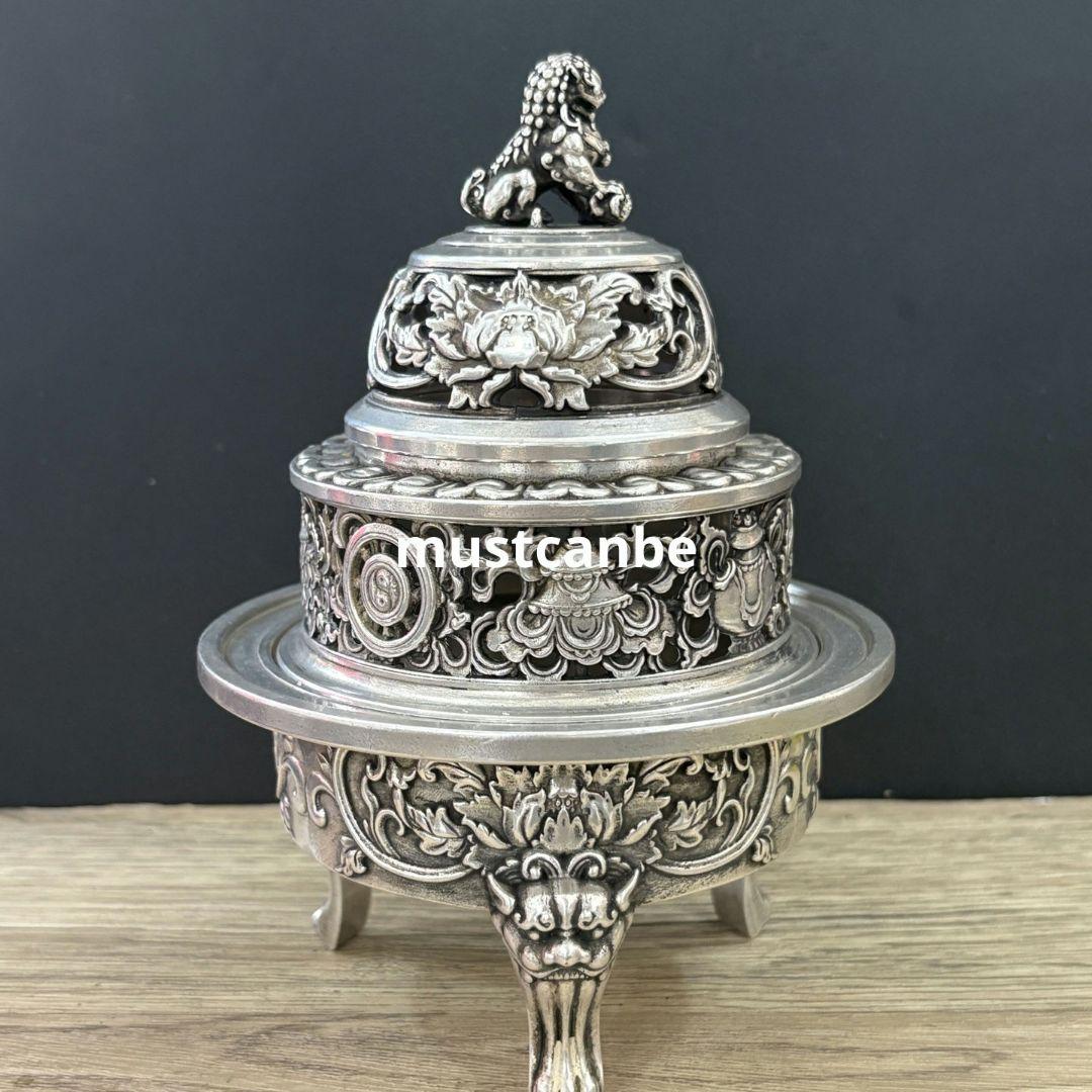 銅製 香炉 供仏蓮華香炉 獅子香炉 香道具 室内檀香炉 工芸品 置物