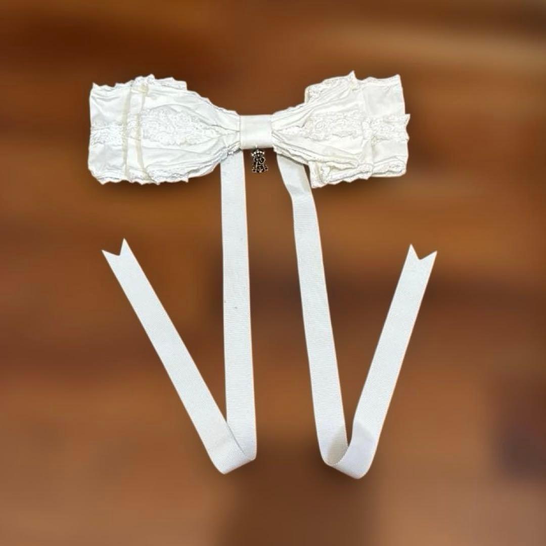 Dolly Ribbonヘッドドレス & 薔薇レースのハーフボンネット　オフ白