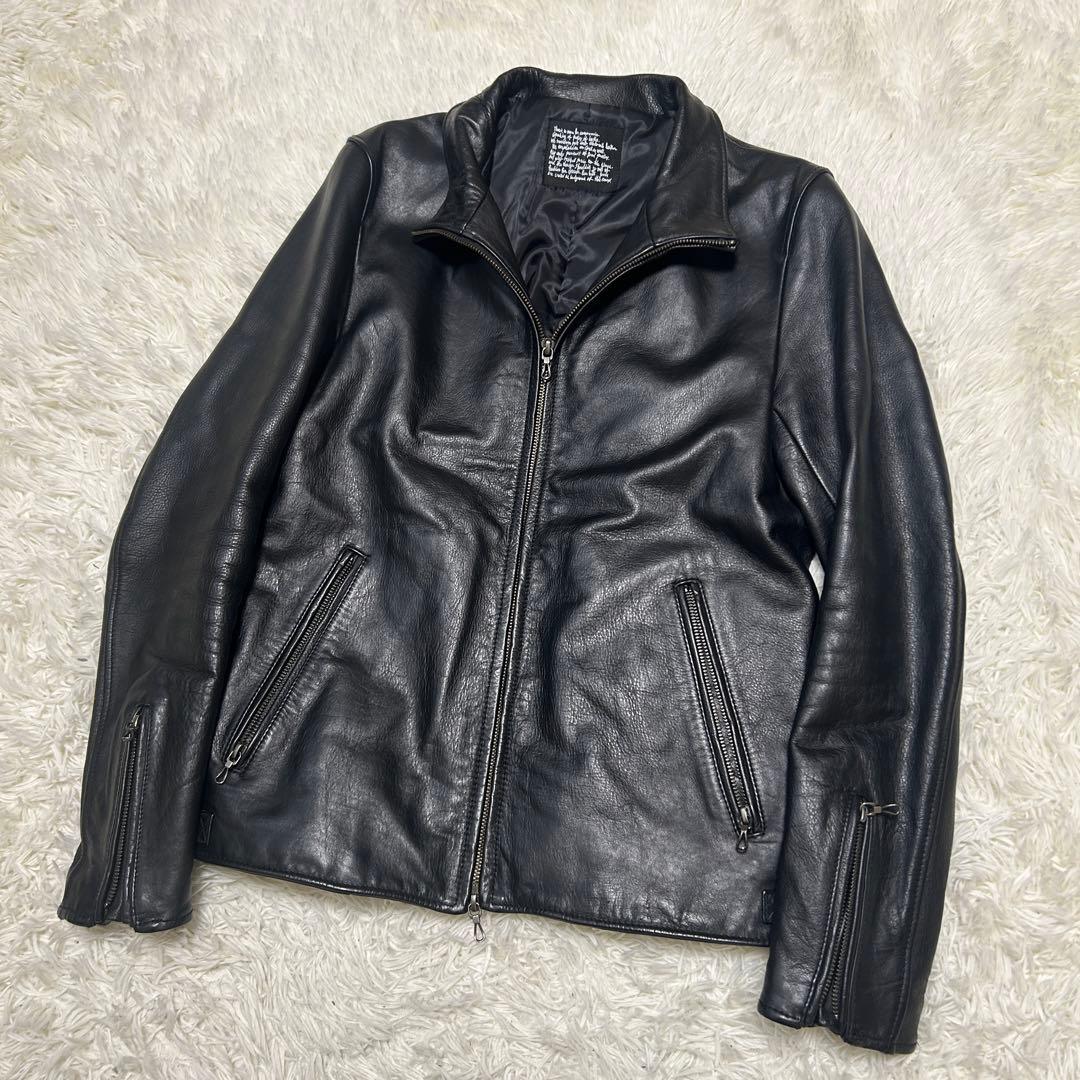 美品⭐︎ナノユニバース　レザージャケット　牛革　黒　　L THERMOLITE