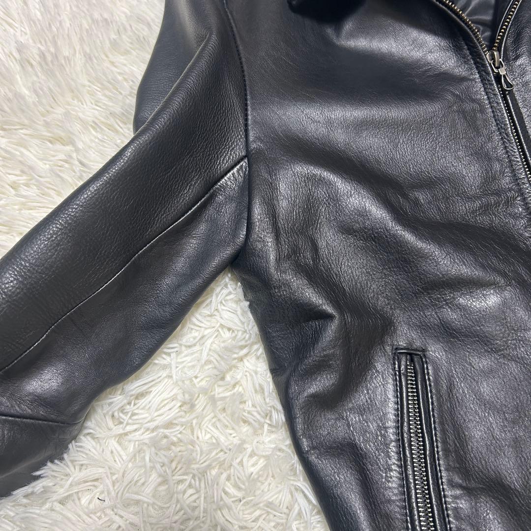 美品⭐︎ナノユニバース　レザージャケット　牛革　黒　　L THERMOLITE