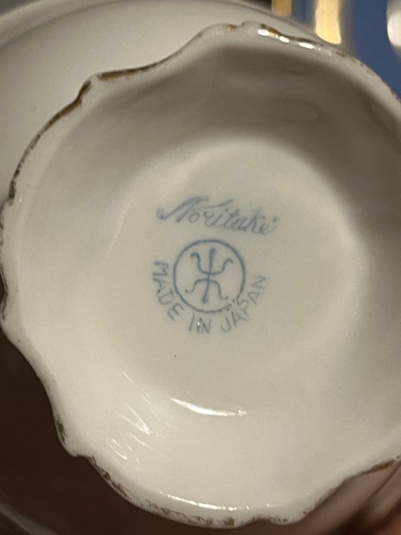 美品　オールドノリタケ　マルキ印　青と薔薇の装飾　金彩　ティーセット