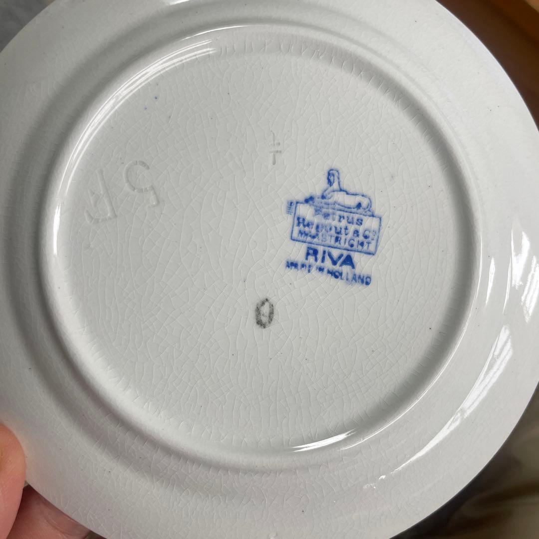 2枚セット アンティーク プレート 青い花 オランダ