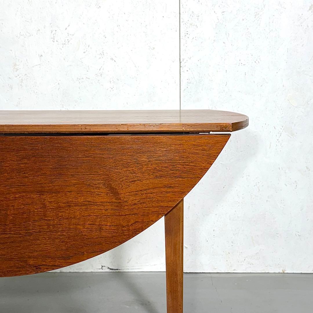 イギリス ビンテージ チークドロップリーフ ラウンドテーブル (301)