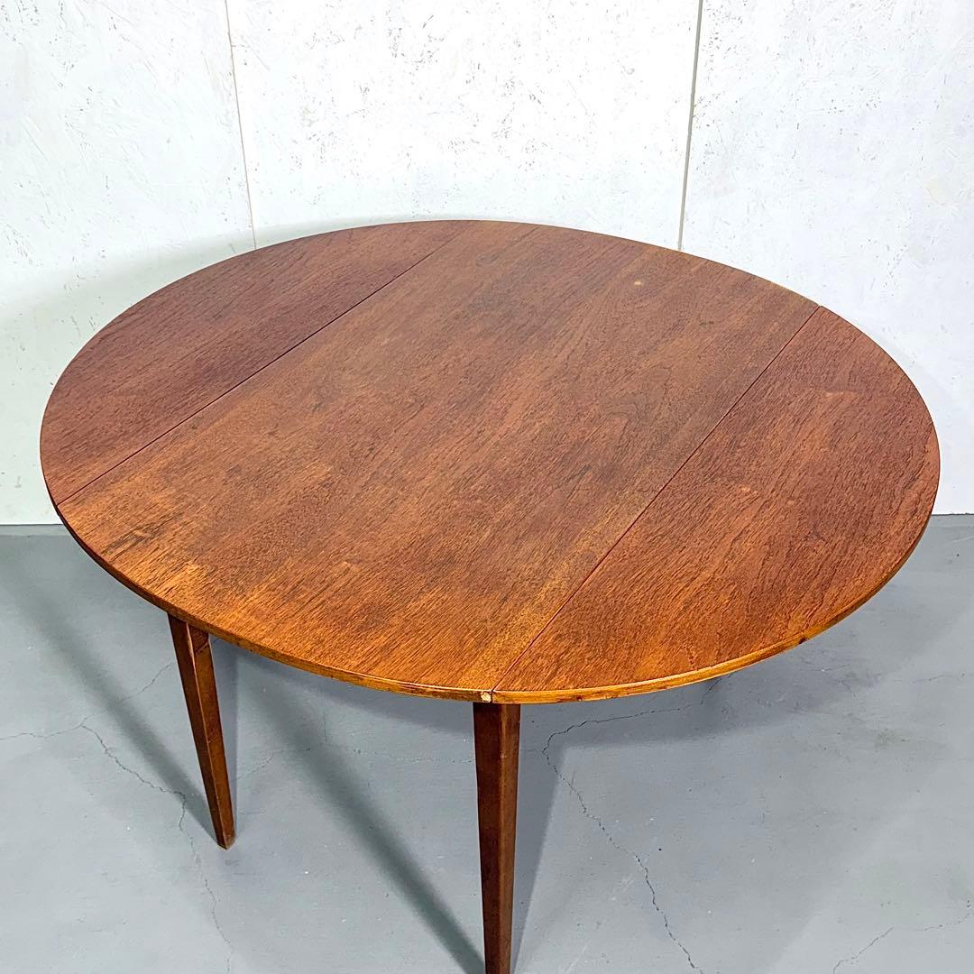 イギリス ビンテージ チークドロップリーフ ラウンドテーブル (301)