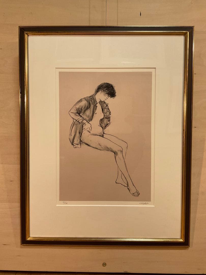 佐藤忠良　「シャツ・或る日の女Ⅱ」　リトグラフ　直筆サイン・作品証明シール有り