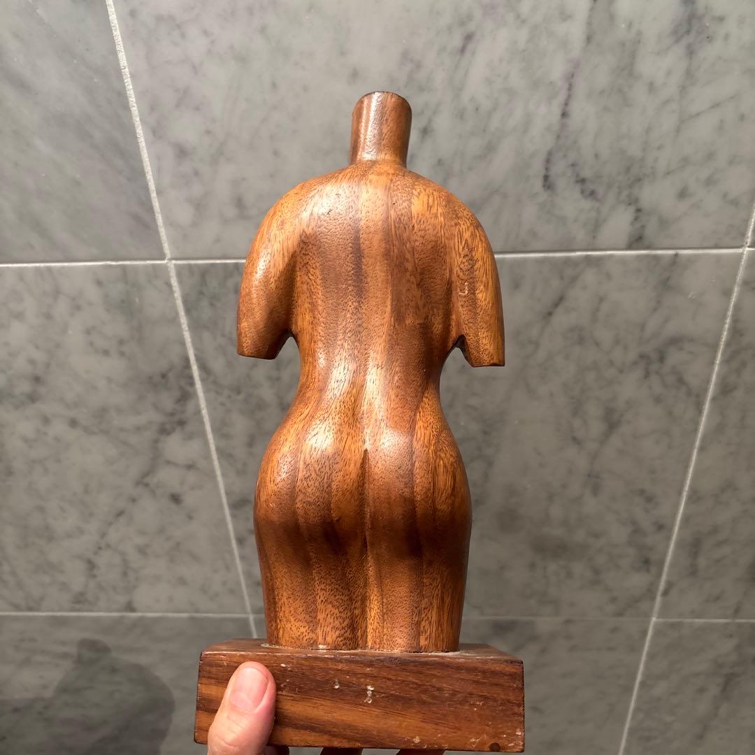 アメリカビンテージ　ミッドセンチュリー生命感のある造形美　裸婦像の木彫り彫刻