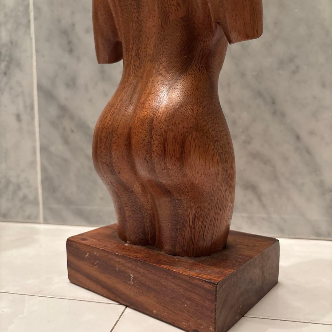 アメリカビンテージ　ミッドセンチュリー生命感のある造形美　裸婦像の木彫り彫刻