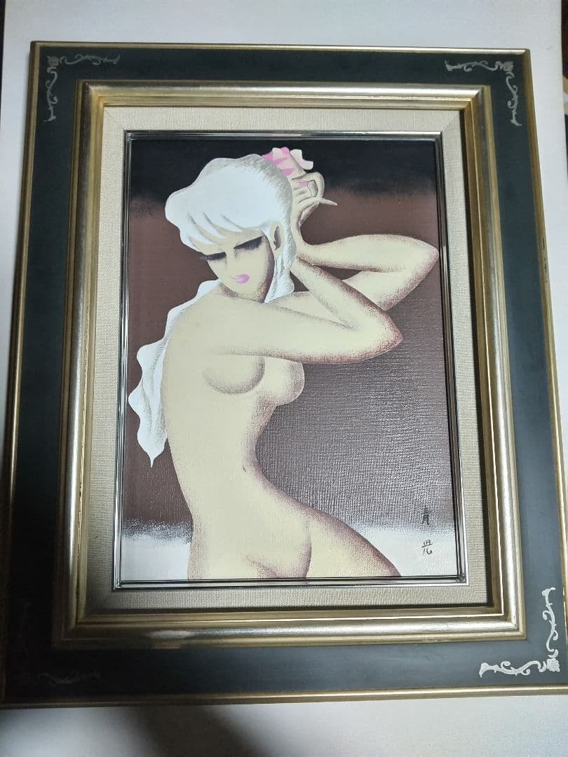 東郷青児、絵画、油彩４号、微風、肉筆、額縁、片岡球子、宮永岳彦、山下清。