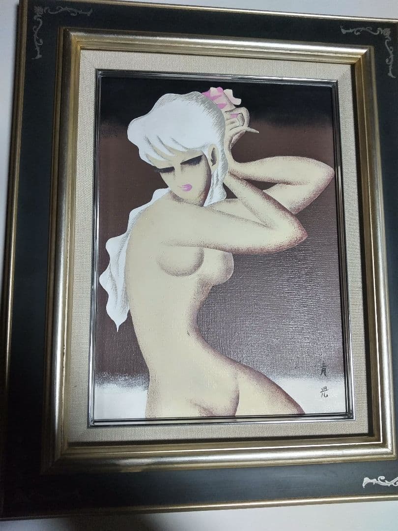 東郷青児、絵画、油彩４号、微風、肉筆、額縁、片岡球子、宮永岳彦、山下清。