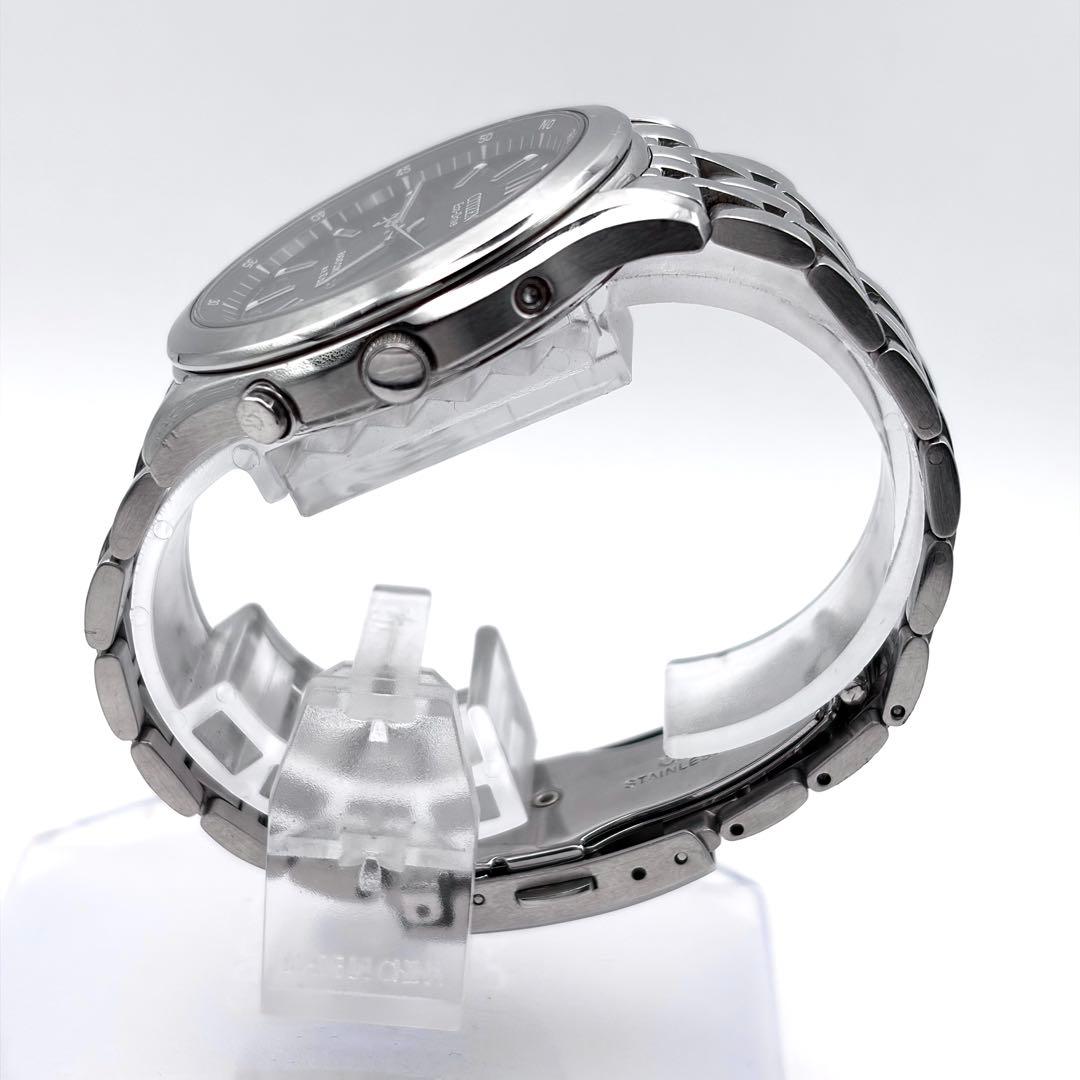 シチズン エコドライブ 電波ソーラー メンズ 黒文字盤 稼働品