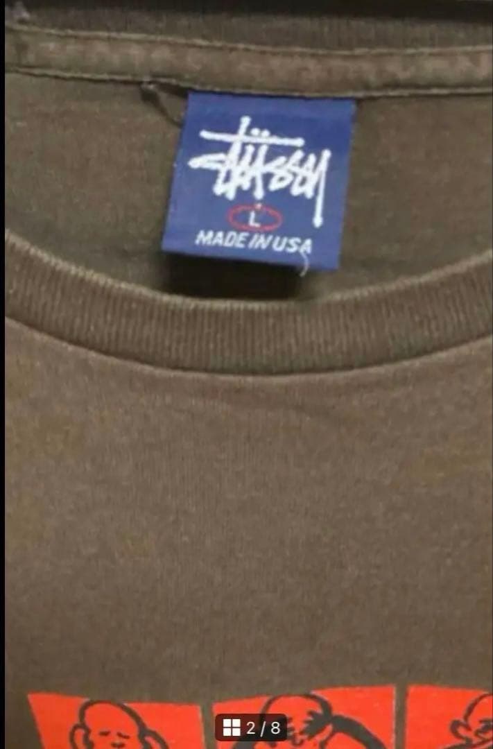 ステューシー　90年代old stussy ヴィンテージTシャツ紺タグブラウンL
