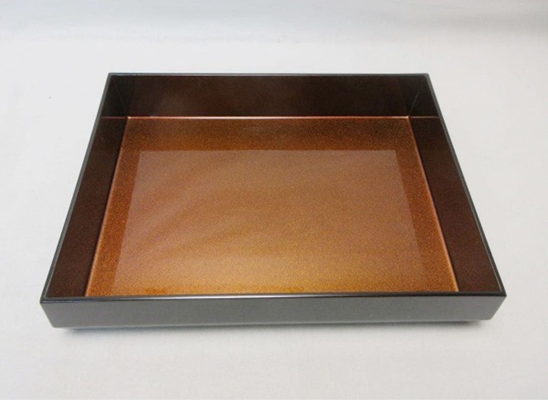 未使用 書道具 木製金梨地 タイヤ型 金彩秋草蒔絵 文庫 収納ケース 紙箱