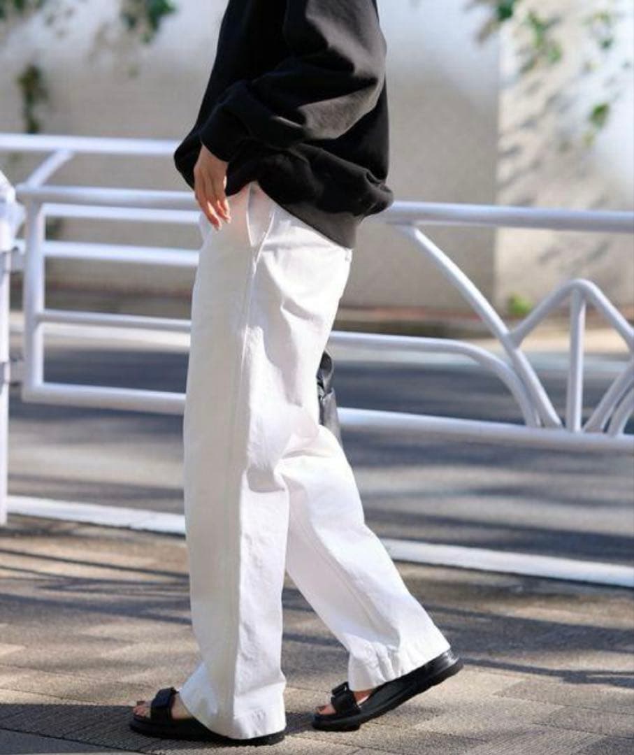 タグ付き フレームワーク チノパンツ ワイド 白 40 大人カジュアル