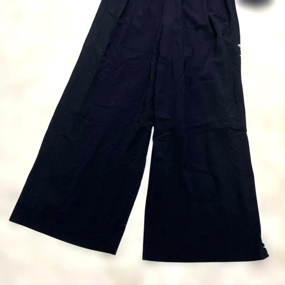 美品【ANDRESD】フロッキードットパンツドレス ネイビー L