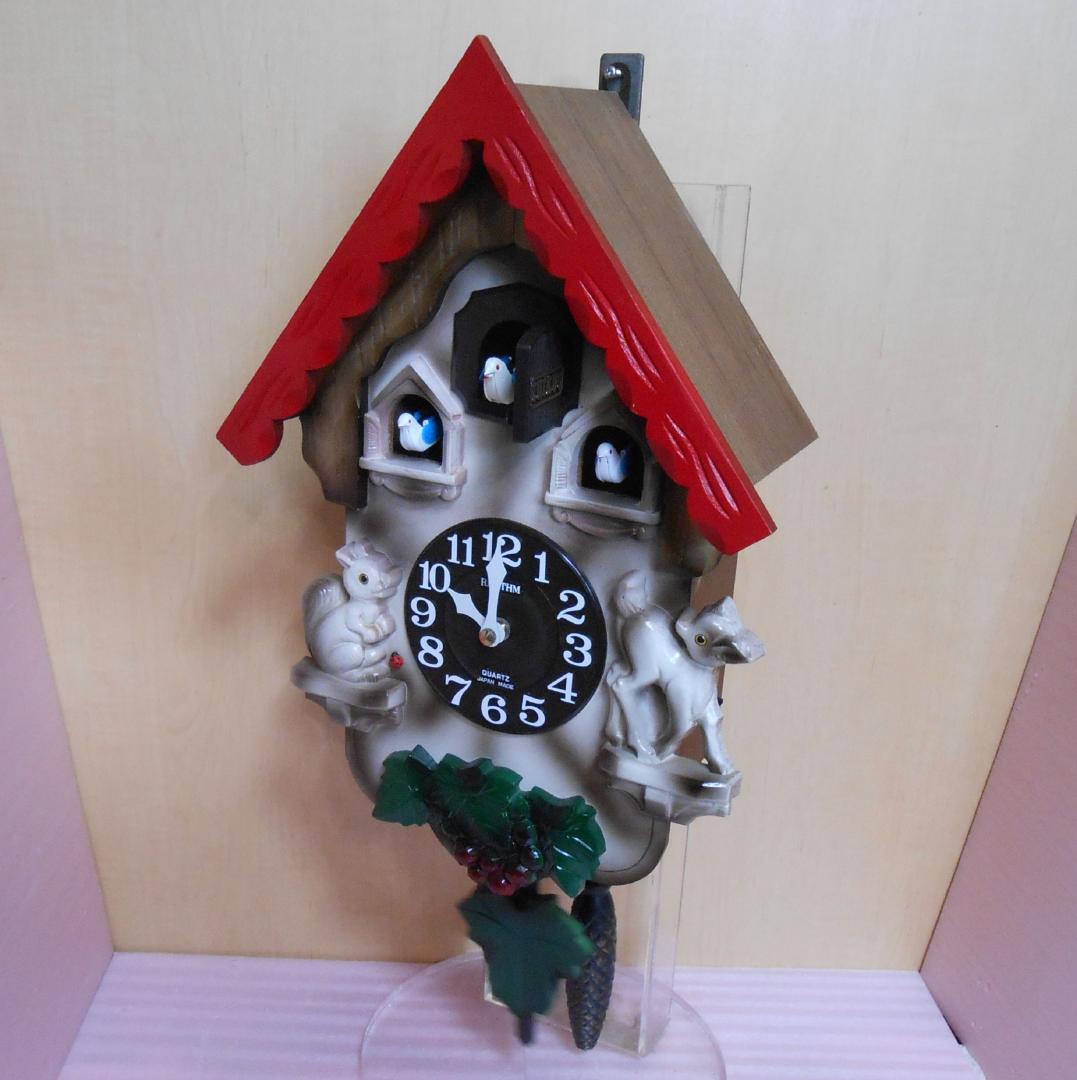 鳩時計 RHYTHM ３羽鳩 カッコーパンキーR（彩色）－７