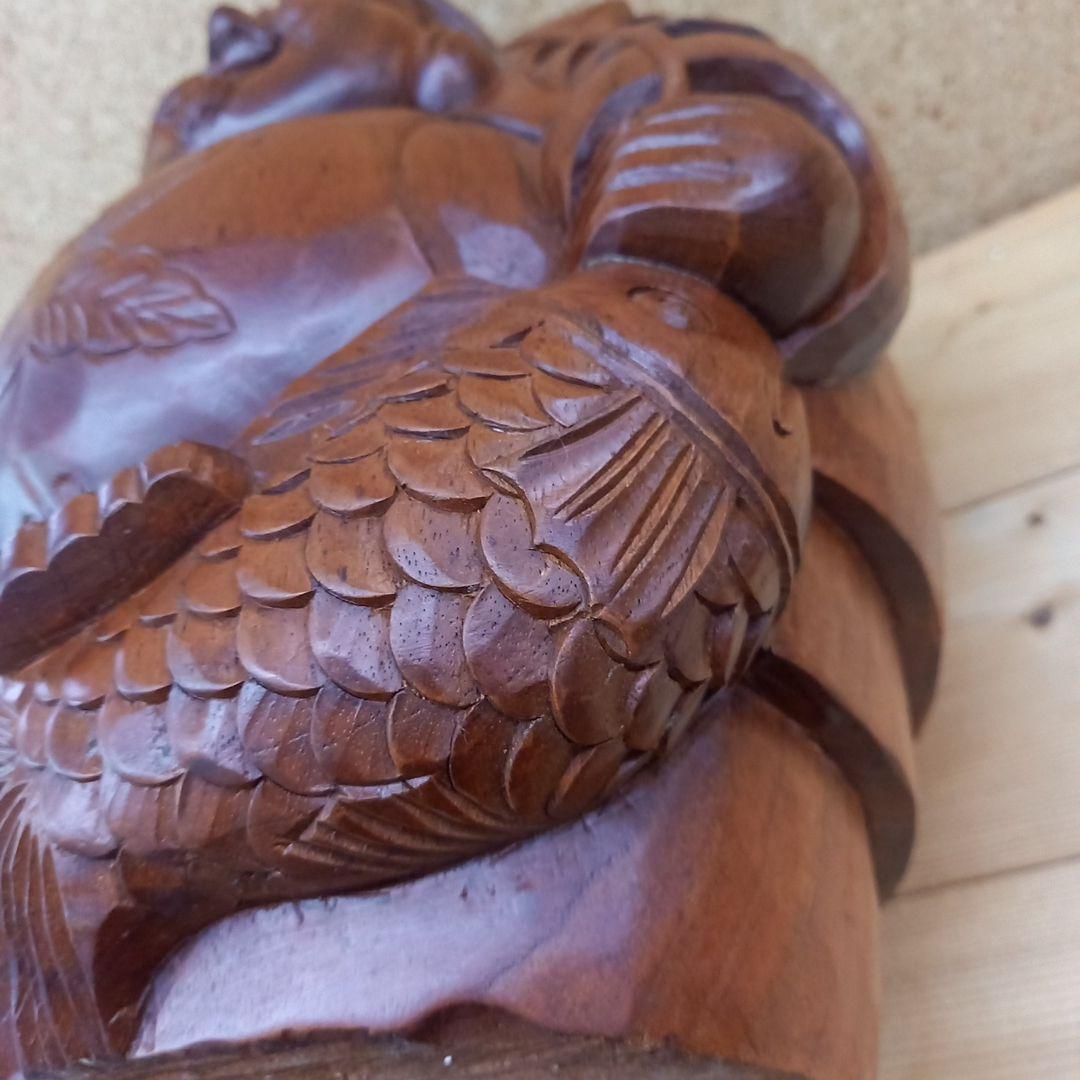 木彫　福の神　彫刻　恵比寿　縁起物　置物　手彫