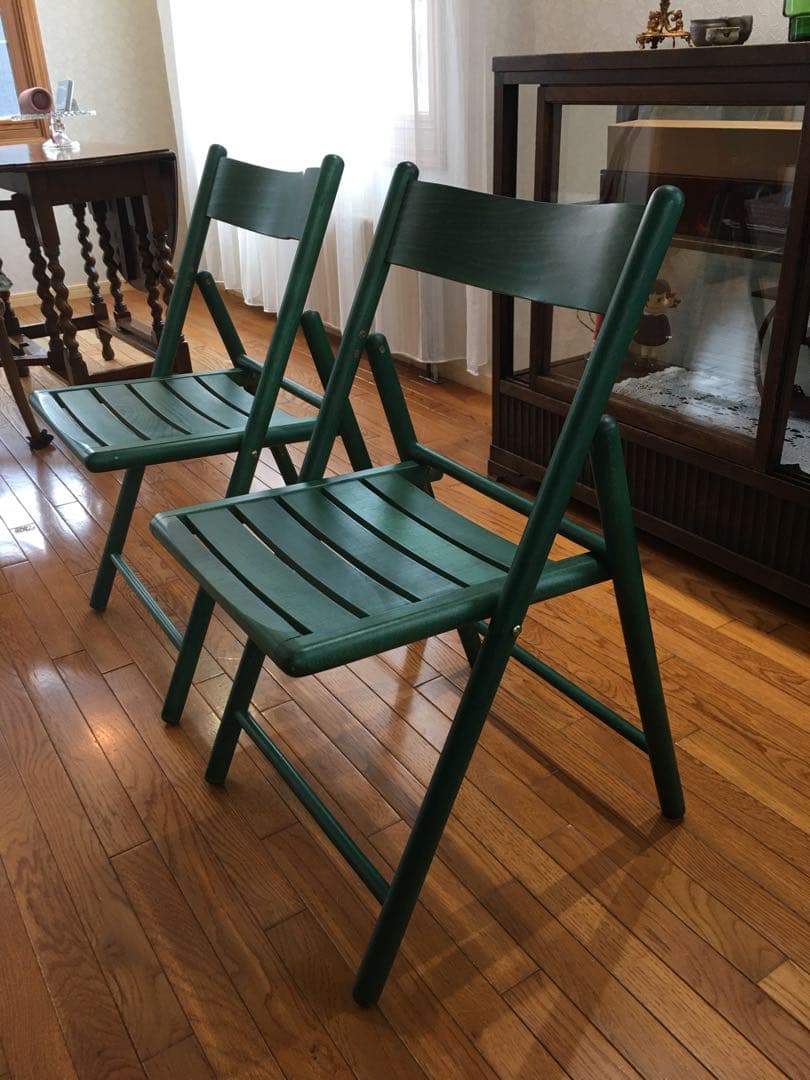 椅子二脚セット　木製折りたたみ椅子 木製 アンティーク