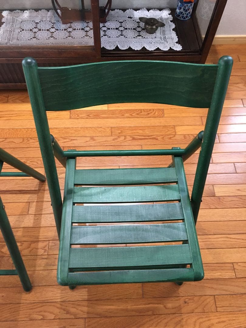 椅子二脚セット　木製折りたたみ椅子 木製 アンティーク