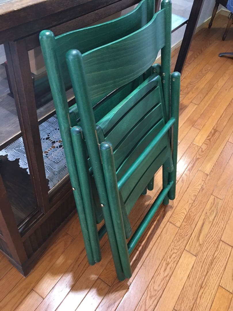 椅子二脚セット　木製折りたたみ椅子 木製 アンティーク