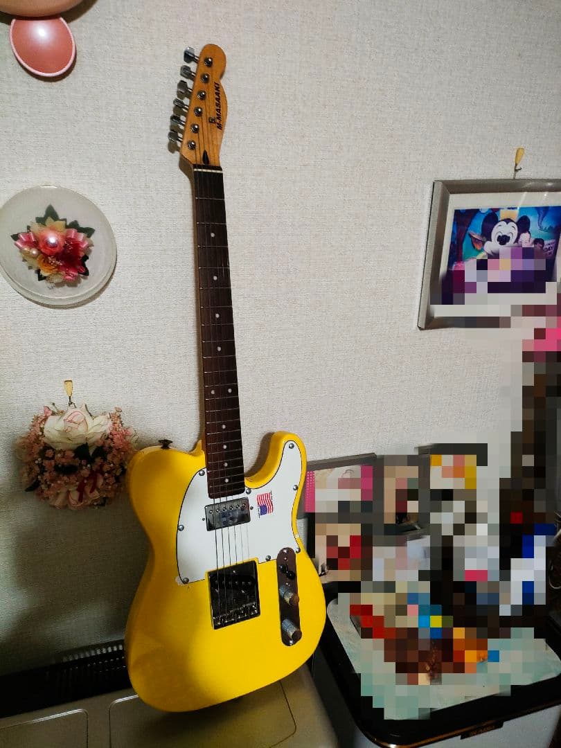 イエロー テレキャスタータイプ エレキギターノーブランド。