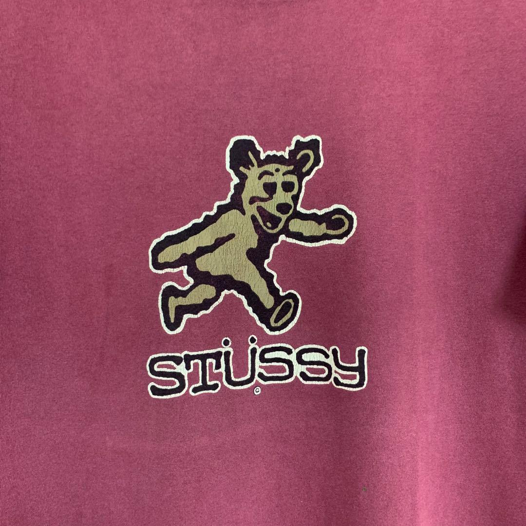 80s 後期 STUSSY 黒タグ USA製 BEAR TEE 美品 ベアー T