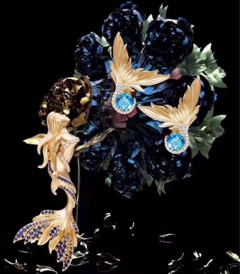 人魚デザイン ブローチ&ピアス　セット