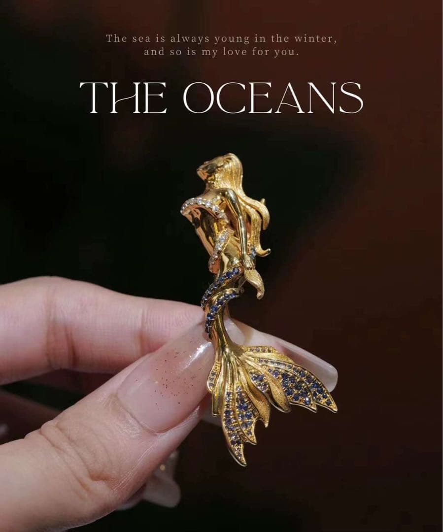 人魚デザイン ブローチ&ピアス　セット