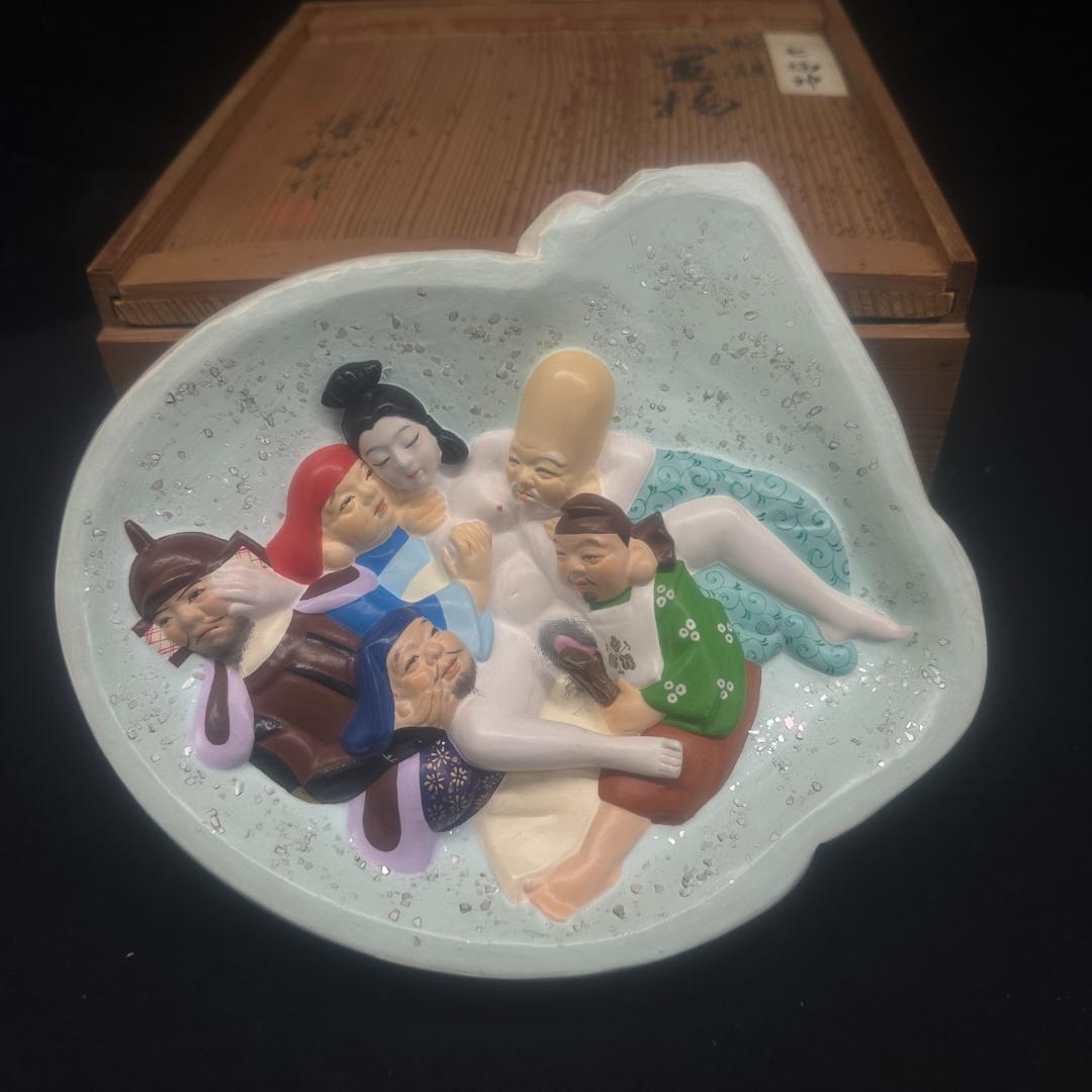 値下げ！七福神 裏絵 春画人形 裏隠し 隠し絵 浮世絵 彩色 箱付き　平安將和作