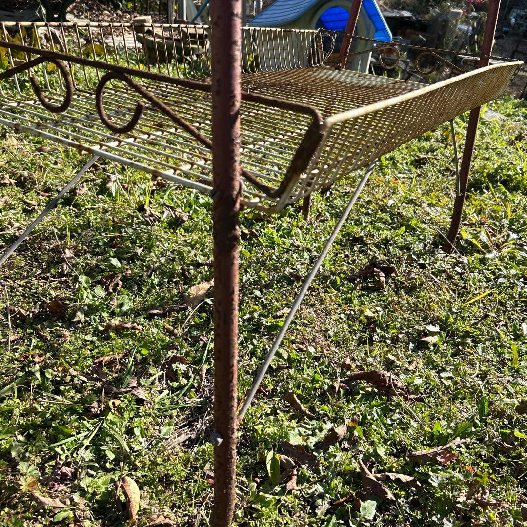 昭和レトロ　アンティーク　シャビー 3段ワイヤーラック 引き取り限定