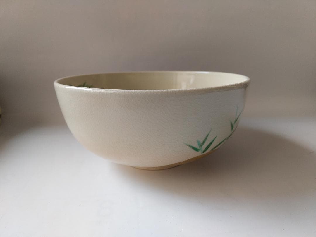 平安弘竹 作 色絵 芦に鵜 茶碗 金彩 茶器 抹茶碗 共箱 共布 新品 未使用