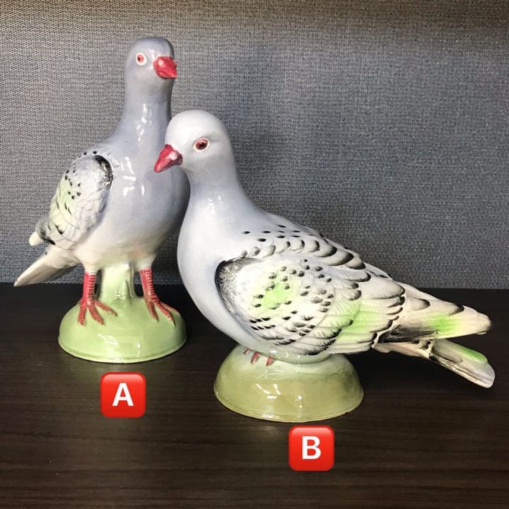 鳩陶器置物(ペア)ヴィンテージ