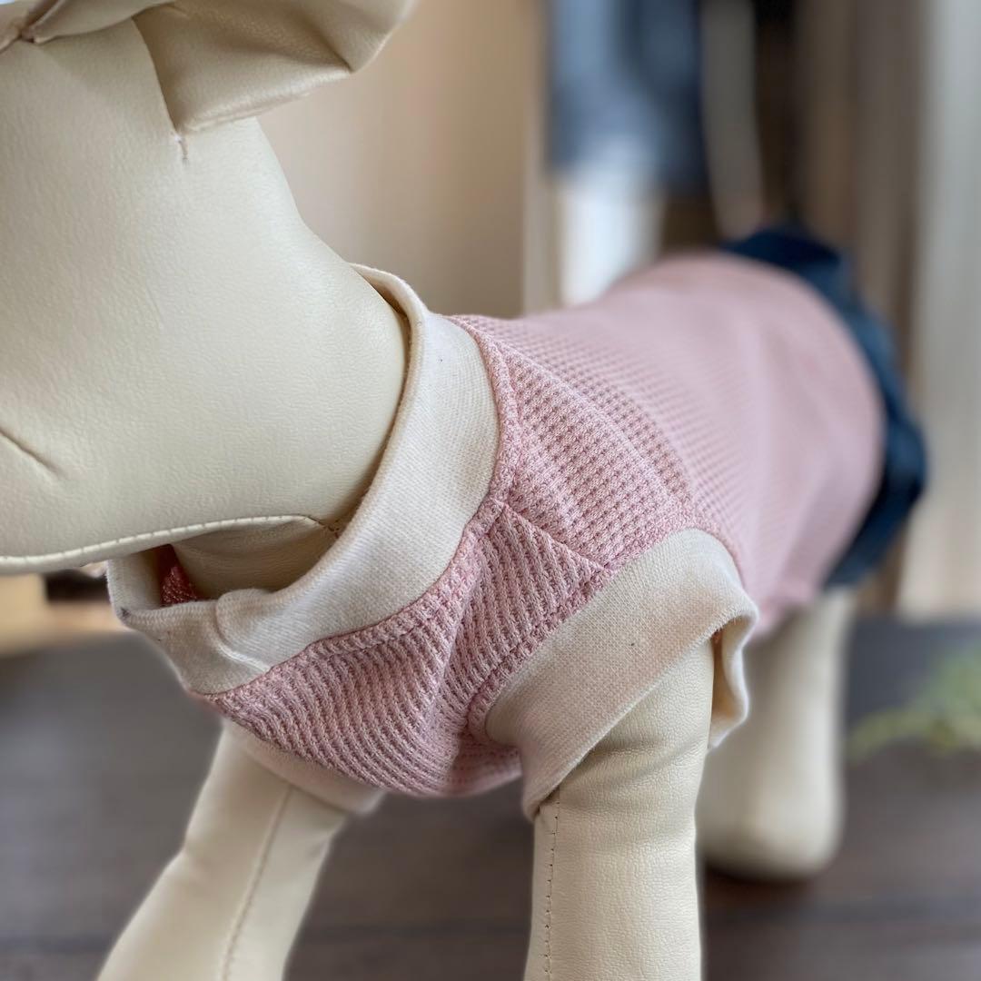犬服　ハンドメイド人気のくすみカラー♪ ワッフルニットのワンピース&タンクトップ