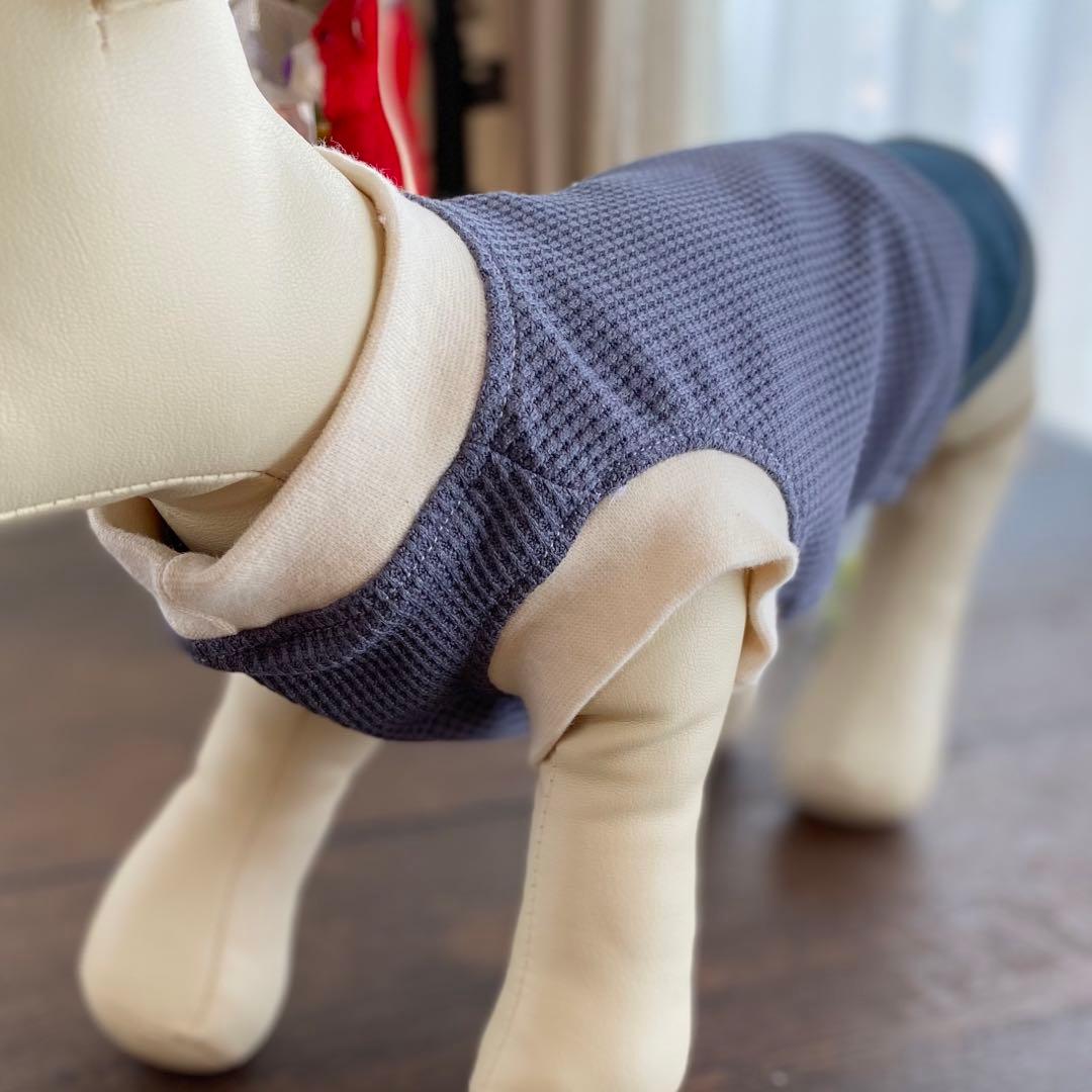 犬服　ハンドメイド人気のくすみカラー♪ ワッフルニットのワンピース&タンクトップ
