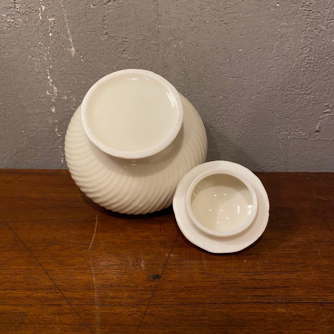 ヴィンテージ ミルクガラス シュガーポット 茶葉入れ キャニスター 蓋付き