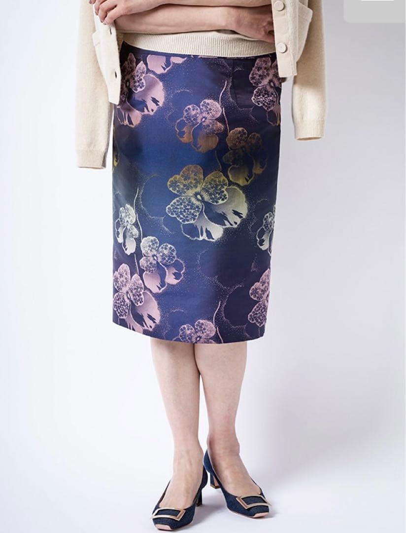 madameh 花柄ジャガードスカート 38